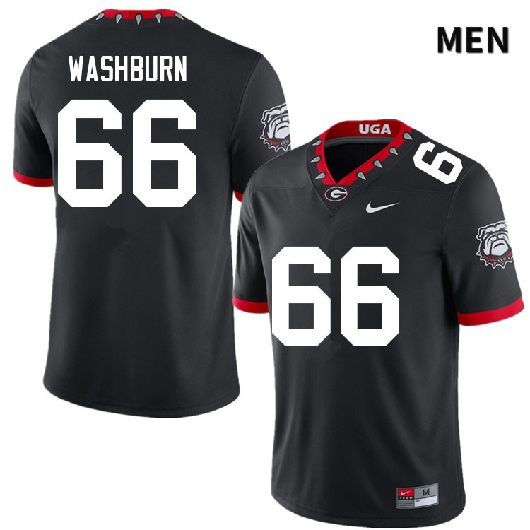 Georgia Bulldogs Men's Jonathan Washburn #66 Black Mascot 100th Anniversary Stitched College UGA Football Jersey 23OX014JX